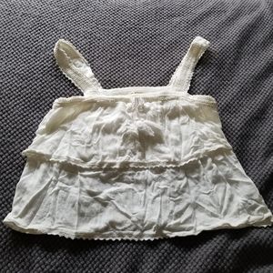 🛍Large Boho Hippie Laundry White Crop Ruffle Tank